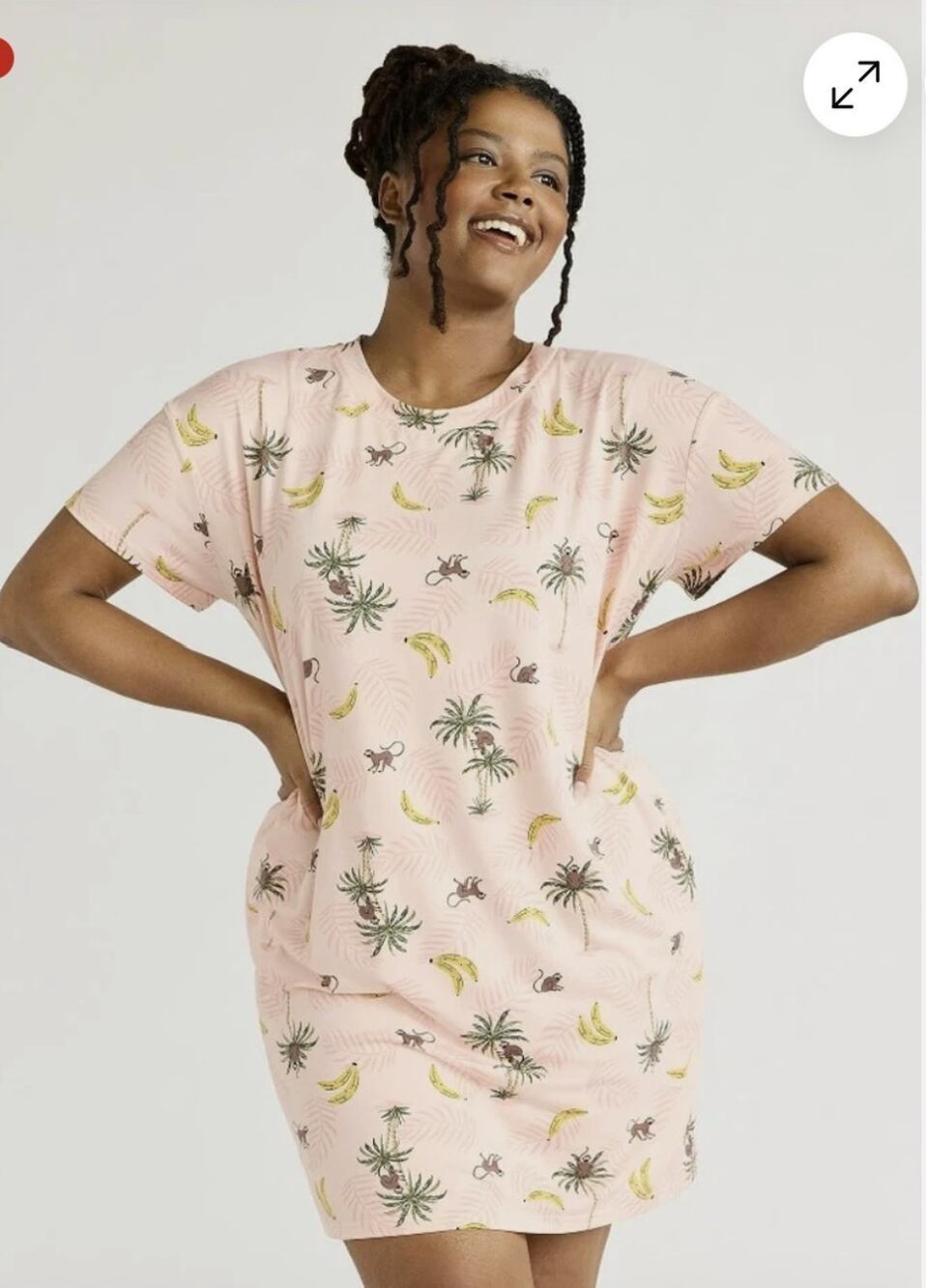 JOYSPUN Peach Bud Jungle Monkey Sleep Shirt 2X/3X 🐒🏝️